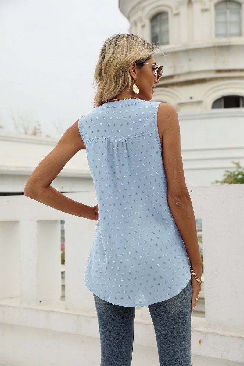 elegant Summer Chiffon Sleeveless Shirt for Women    