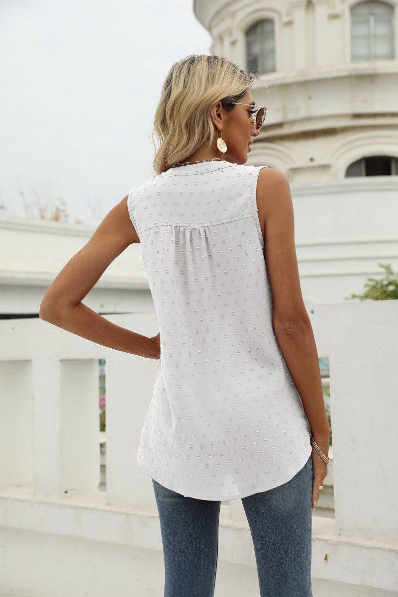 elegant Summer Chiffon Sleeveless Shirt for Women    