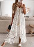 Elegant Summer Lace V-Neck Maxi Dress    